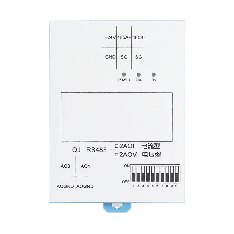 Huaqingjun 2-Channel RS485 Analog Outputs Module 0-10V 0-5V Data Acquisition RS485 Modbus RTU 2AO Board for VFD