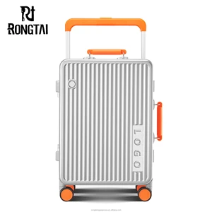 Unisex  Luggage Set Spinner Trolley Aluminum ABS Travel Bag with Zipper Portable PC Material Wide Trolley Suitcase