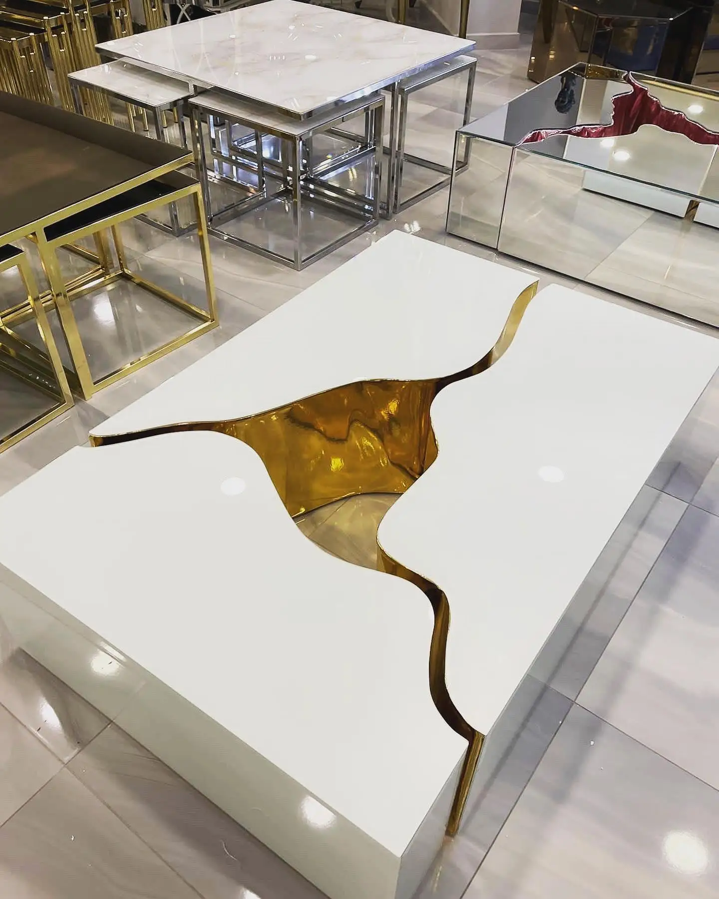 New Design Luxury Living Room Furniture 3 Pieces Stainless Steel