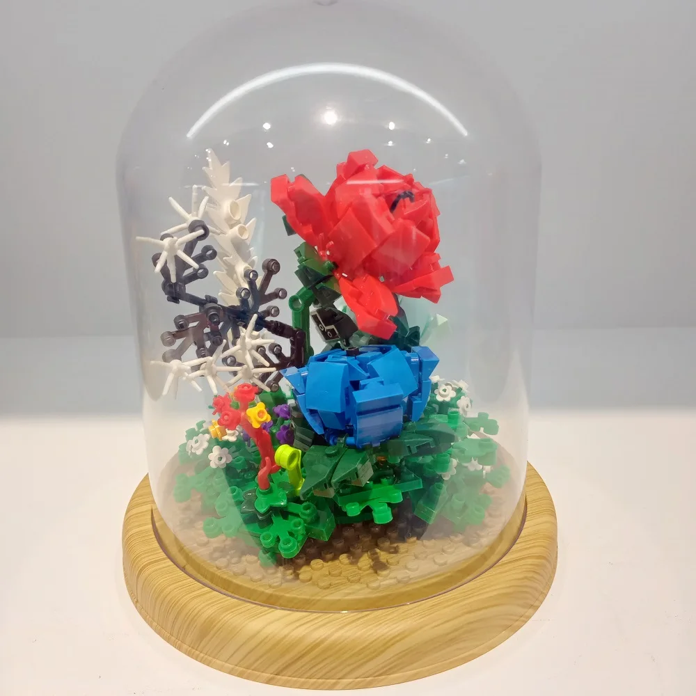 Most Popular Eternal Flower Building Plastic Flower Blocks Mini Block Toys Flower With Rose