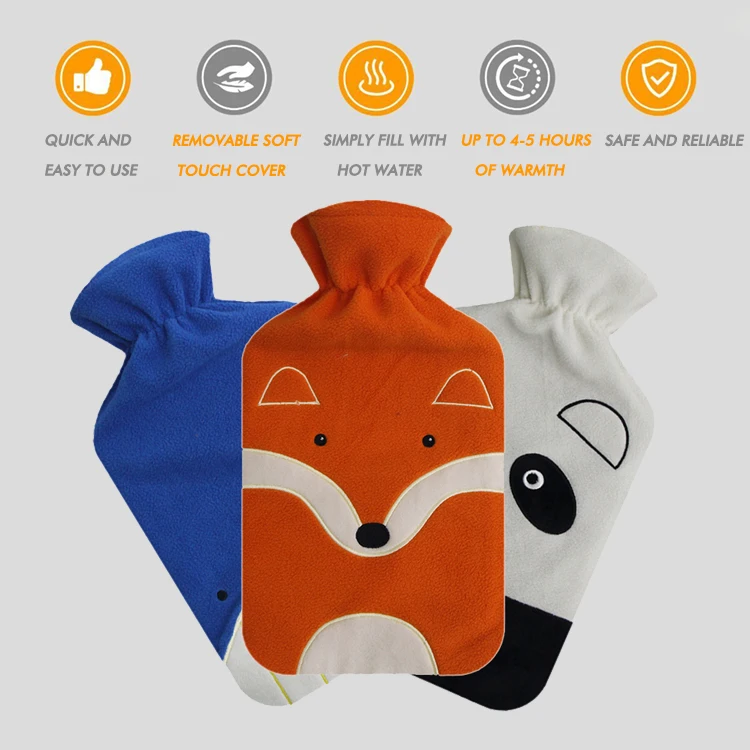 1000ml 2000ml reusable medical reusable rubber hot water bottle foot warmer periods hot water bag with cover