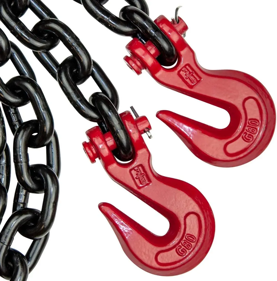 Sling 516 in x 6 ft Duplex Leg cum Grab Hooks Sling Chain 3T Capacity Double Leg Chain Sling Grade80