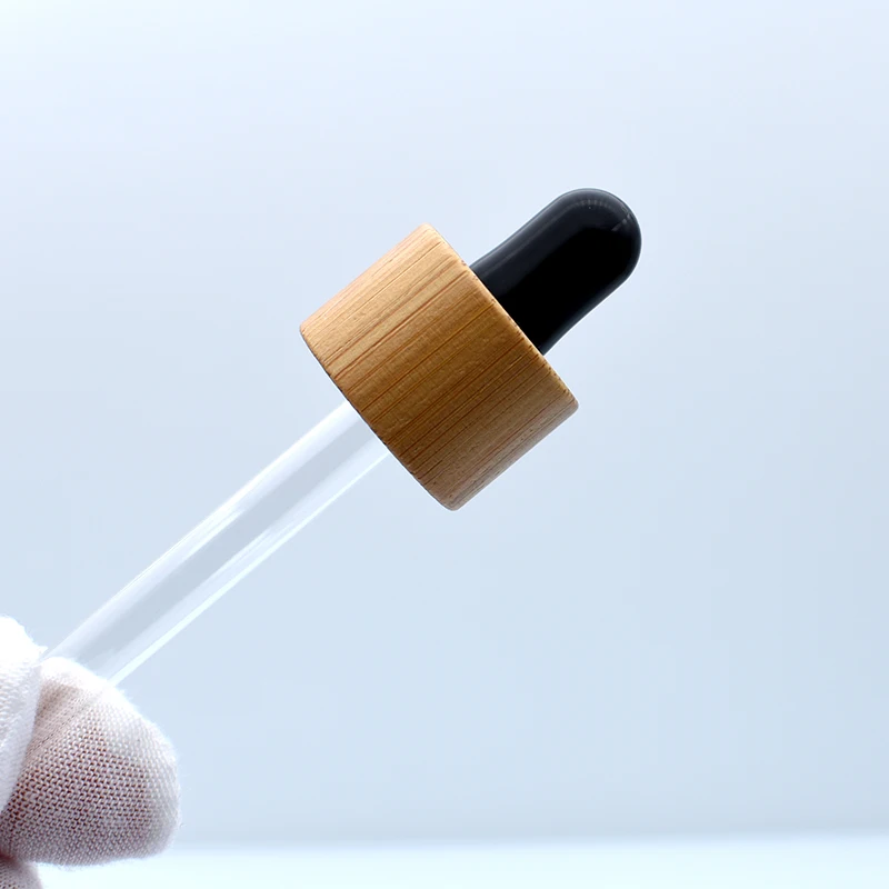 Empty 30 ml Black Frosted Rectangular 30ml Matte Black Rectangle square Glass Dropper Essential Oil Bottle With Bamboo Cap
