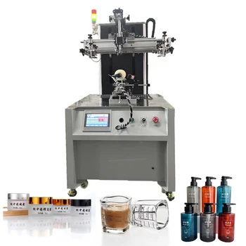 Semi Automatic Single Color Screen Silk Printing Machine Servo round screen printer with color eye for paper cup