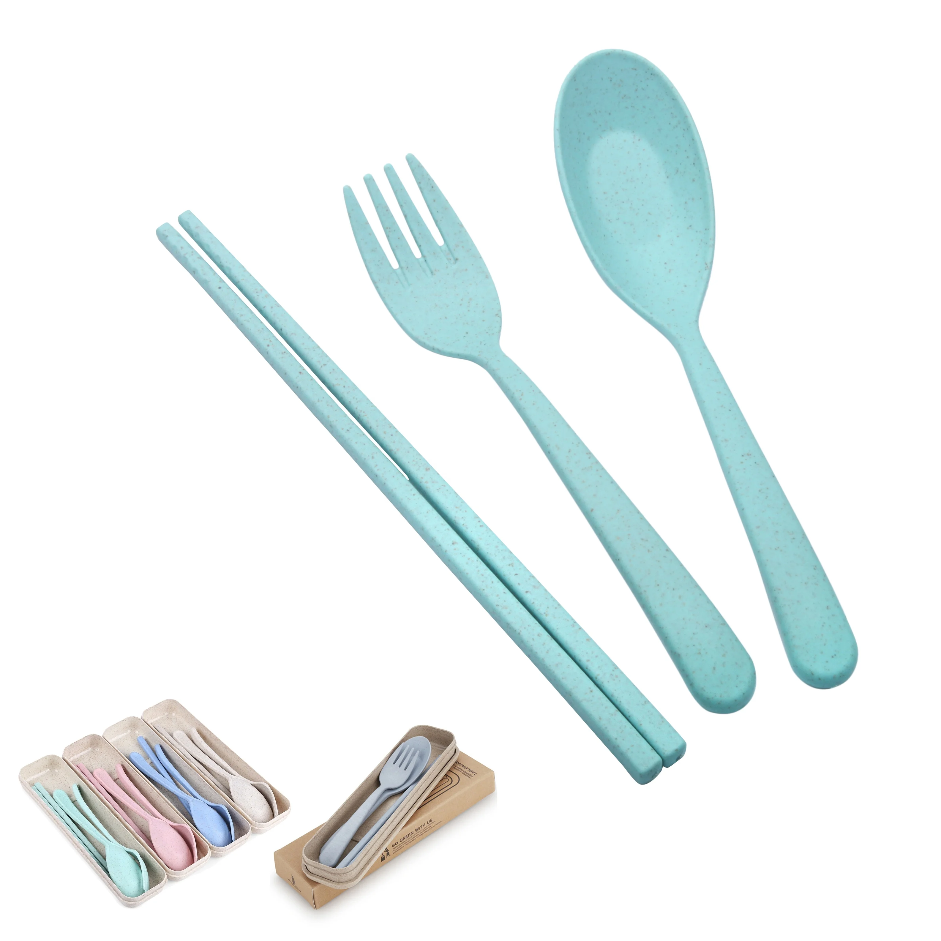 Wheat Straw Spoon Fork Chopsticks Set