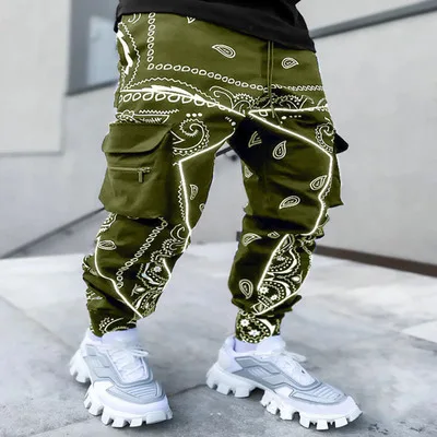 Wholesale Casual Long Sport Pants Paisley Print Mens Pants