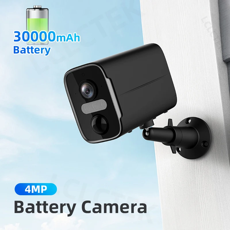 LCLCTEK Wireless Battery Powered Security Camera 4MP Full Color Floodlight Camera Wifi IP66 Outdoor Wireless Cctv Camera