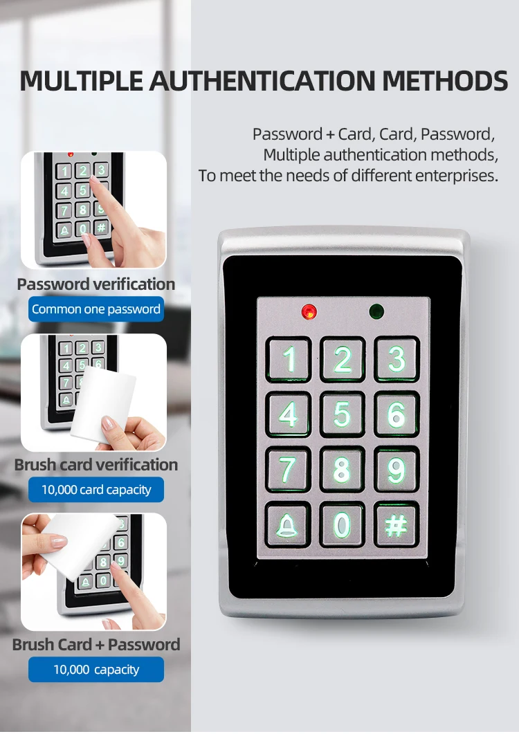 Virtual Keycode Controller Metal Keypad Access Controller with 125 Khz Card Reader