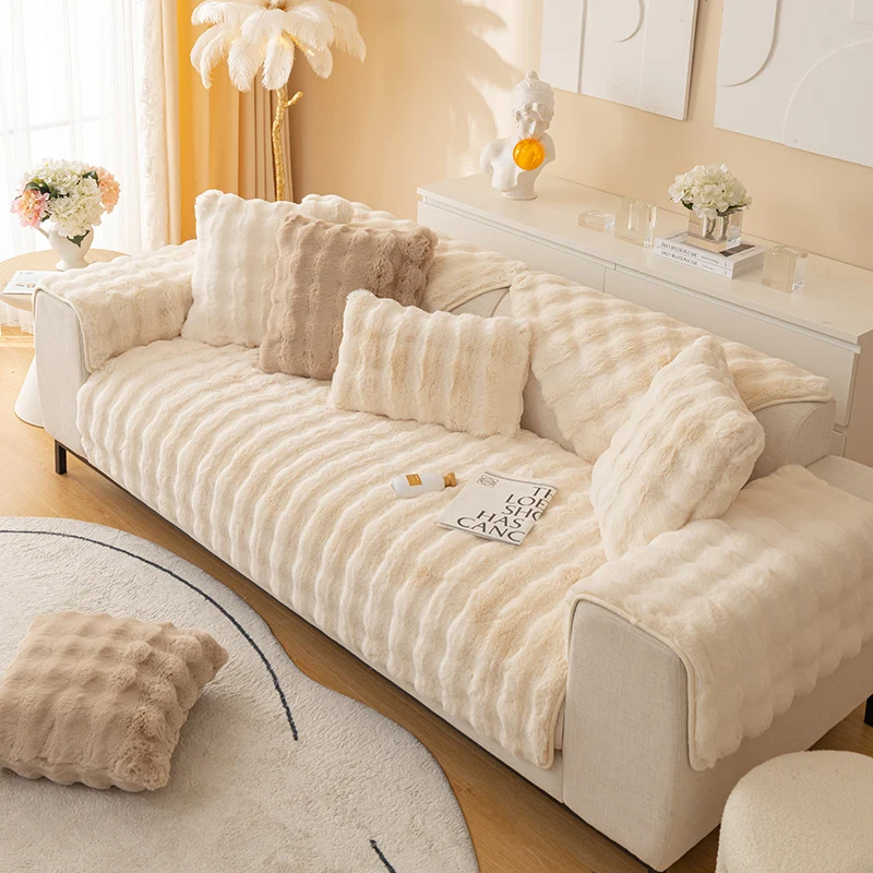 Camel Color Comfortable Warm Bubble Rabbit Sofa Towel