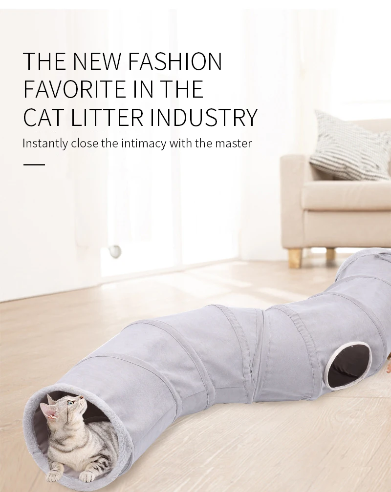 Collapsible Cat Tunnel Cat Toys Play S Shape Tunnel Durable Suede