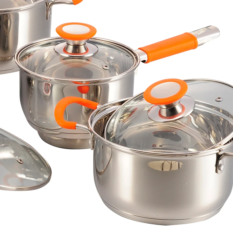 Customize Kitchen Non Stick Cookware Set Large Soup Pots Stainless Steel Chef Cookware Sets factory