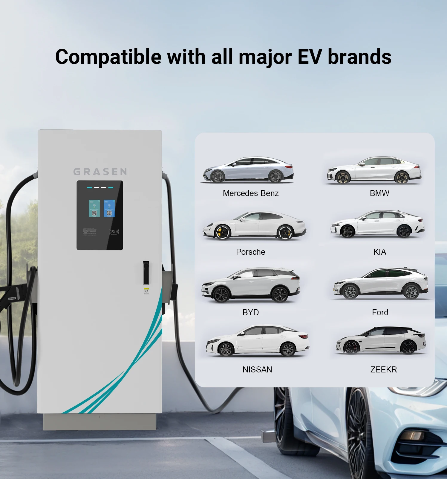 CE Module 60kW to 200kW OCPP1.6 DC Commercial Floormount Rapid Charging Point CCS2 Dual Gun IP65 APP Fast EV Charging Stations