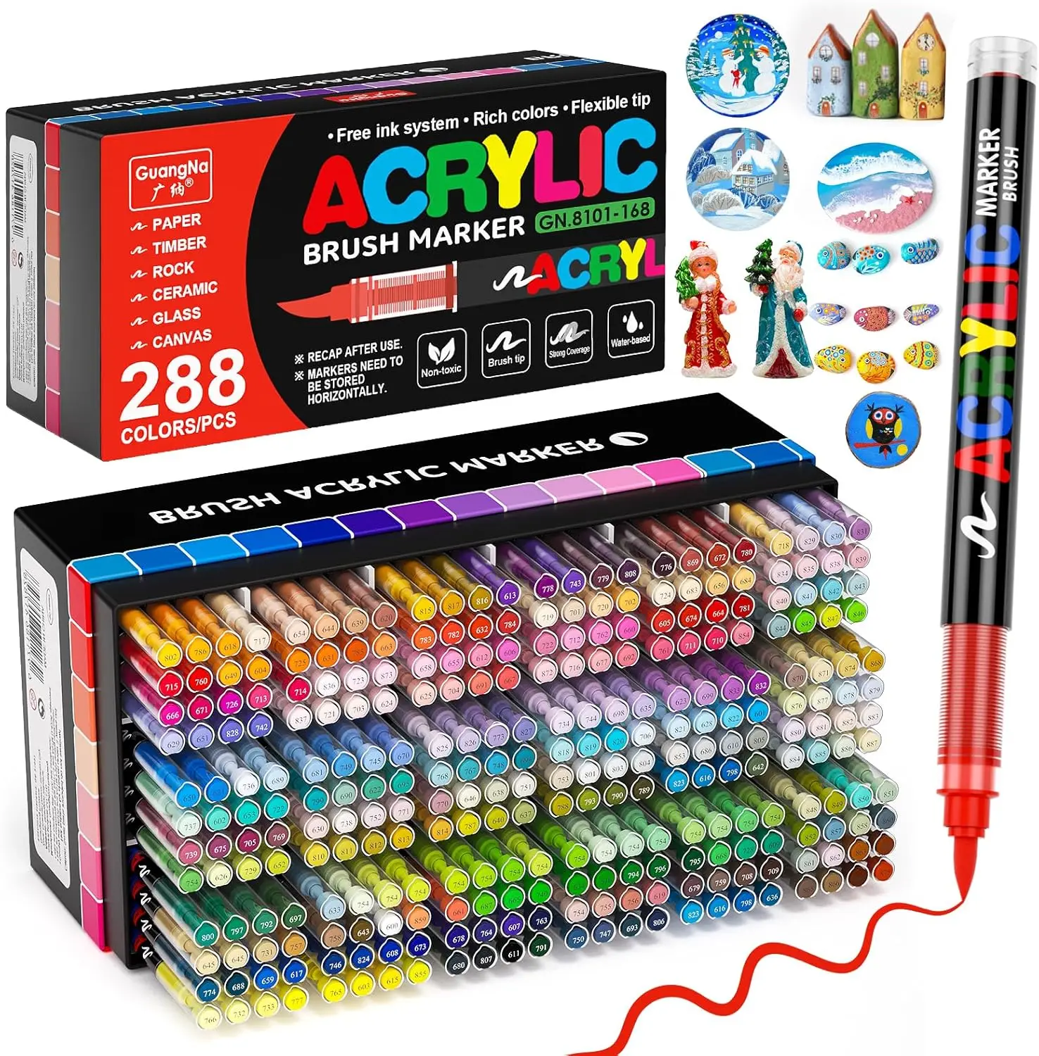 Guangna 288 Color Acrylic Marker Set - Permanent Paint Marker Pens