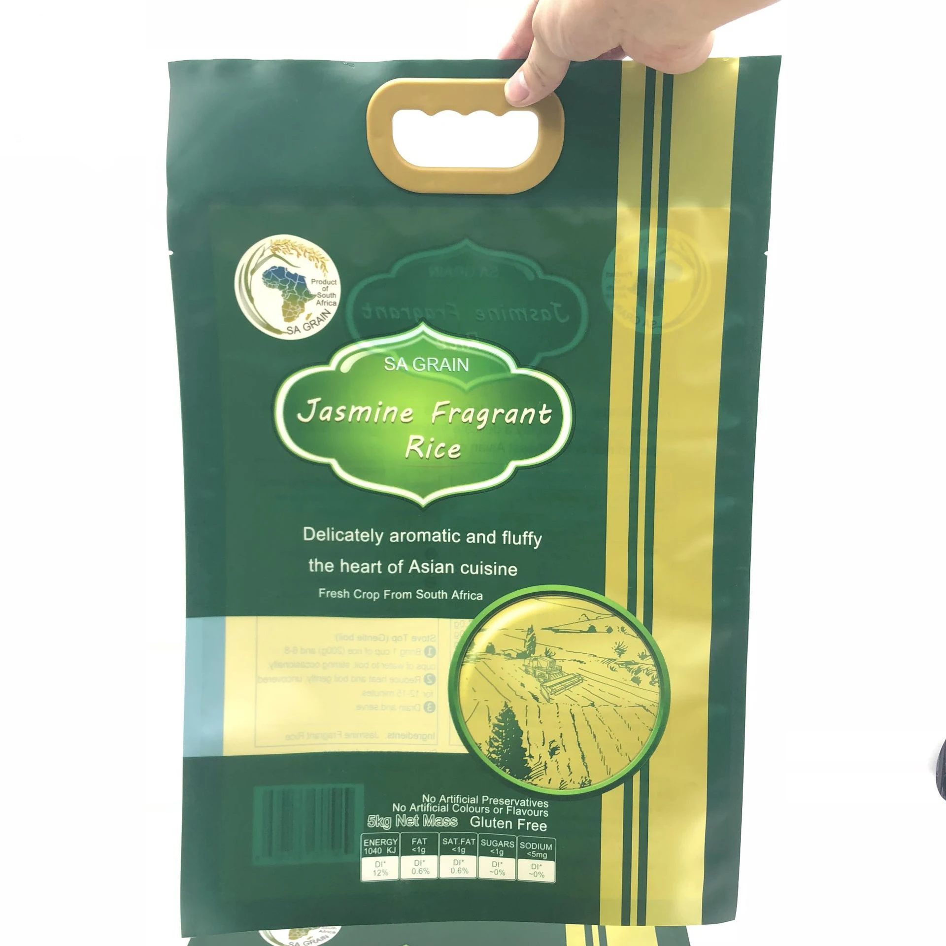 custom printed plastic nylon 10kg rice packing bag rice bags