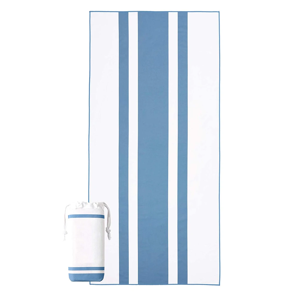 Wuxi Ivy Textile Sublimation Stripe Quick Dry Recycled Microfiber Anti Sand Free Pool Swimming Beach Towels with Custom Print