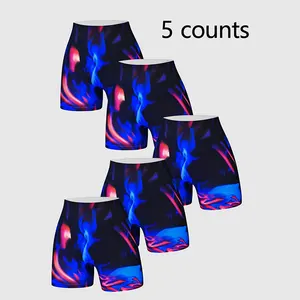 5 Pcs Seamless Women's Yoga Shorts Color Blocking Design High Waist Elastic Breathable Sports   Workout  Gym Wear