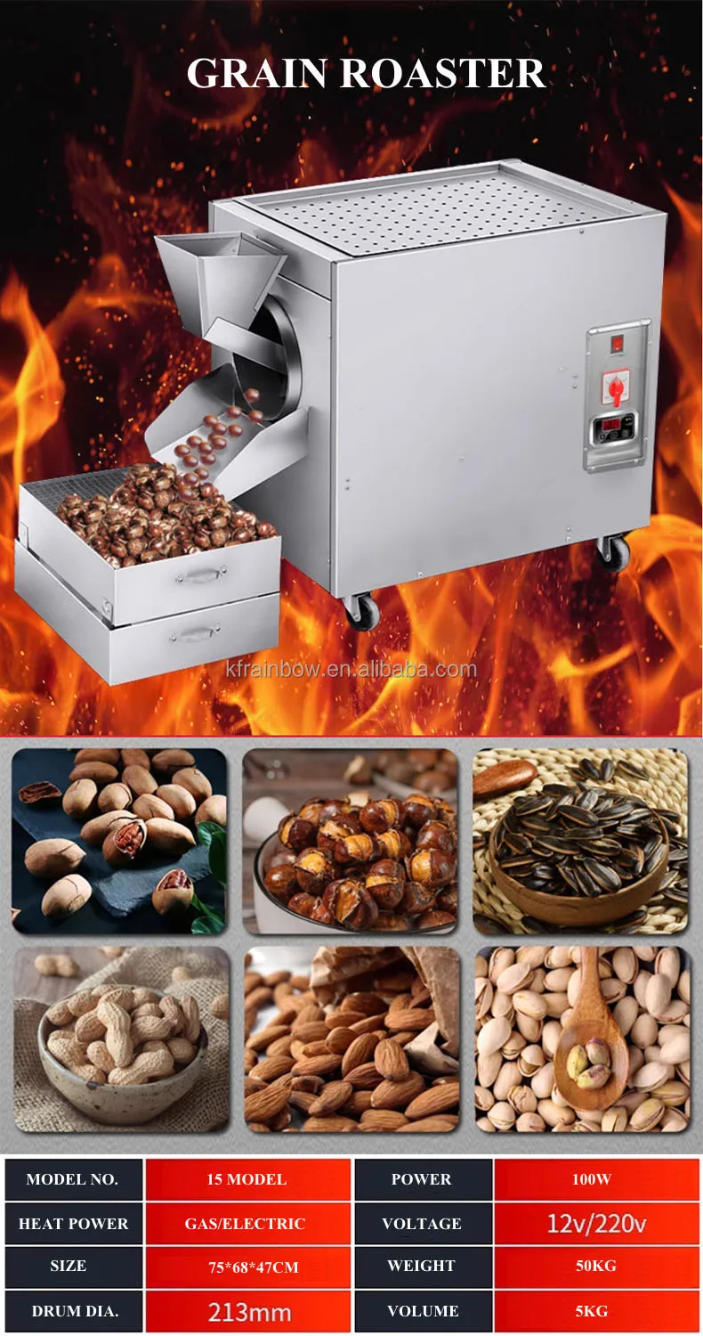 Stainless Steel Grain Roaster/nuts Roasting Machine Electricity /flour ...