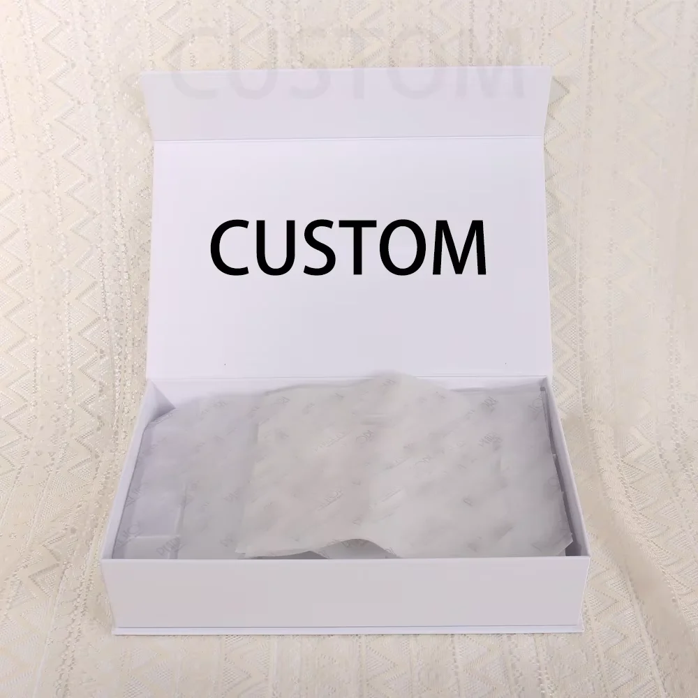 OEM-luksus-magnetisk papplåda gaveboks, stiv foldbar flip-top papirpakning med egendefinert papirinnsetting