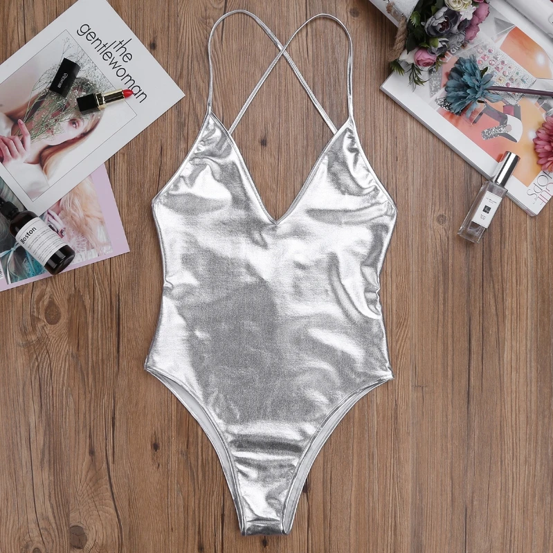 Women Adult Leather Adjusted Straps Leotard One Piece Thong Bodysuit ...