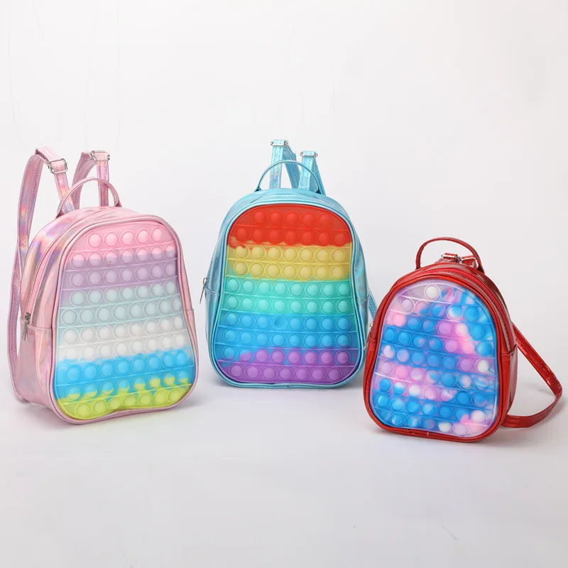 3D Printed Backpack Fidget Pink Rainbow Push Bubble School Bag - China Bag  and School Bag price