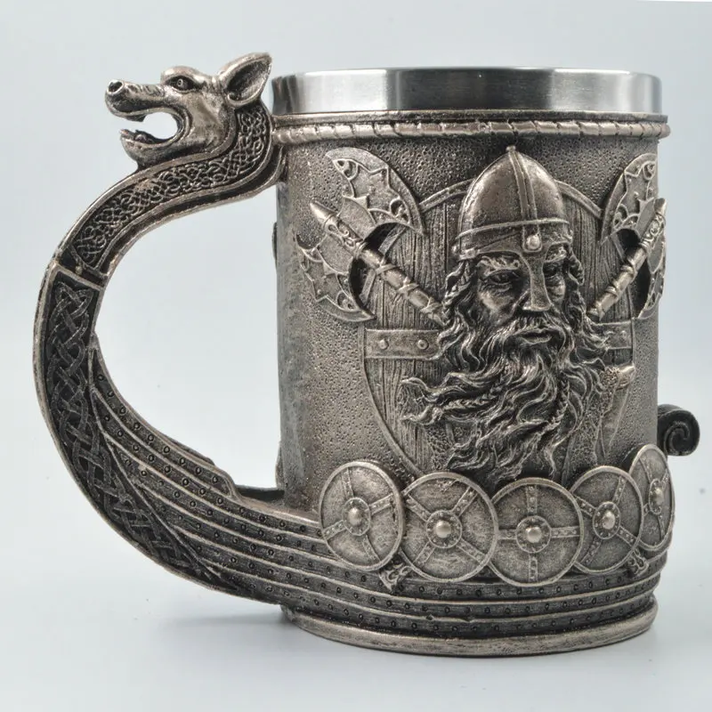 Norwegian Mythical Pirate God Thor Beer Mug Resin Double Stainless ...