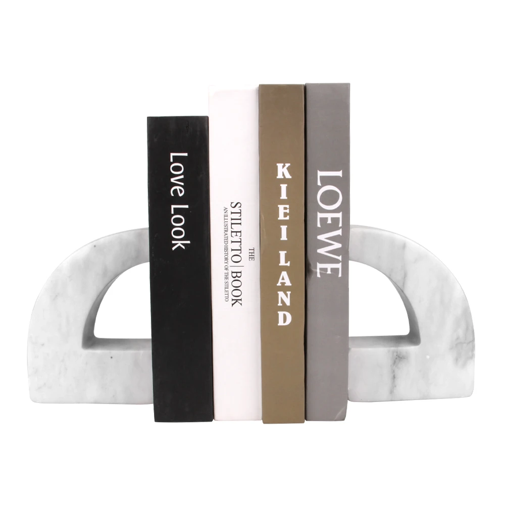 Wholesale Custom Desktop Set Of 2 Arched Semicircle Marble Bookend