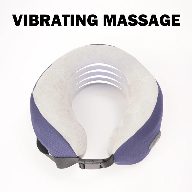 Black Solid Color OEM Wholesale Travel Neck Pillow Massager Portable U-shaped Memory Foam Kneading USB Chargeable Massage Pillow