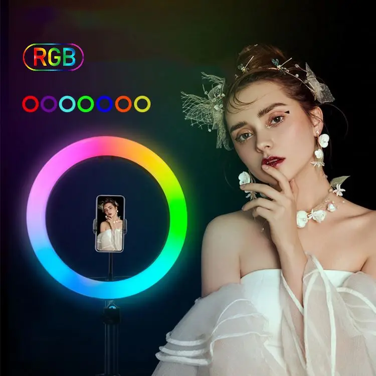 16 видов цветов изменить фотографию в прямом эфире smd rgb кольцевидная подсветка 8 дюймов/20 см 10 дюймов/26 см 12 дюймов/30 см макияж кольцевой светильник на светодиодах