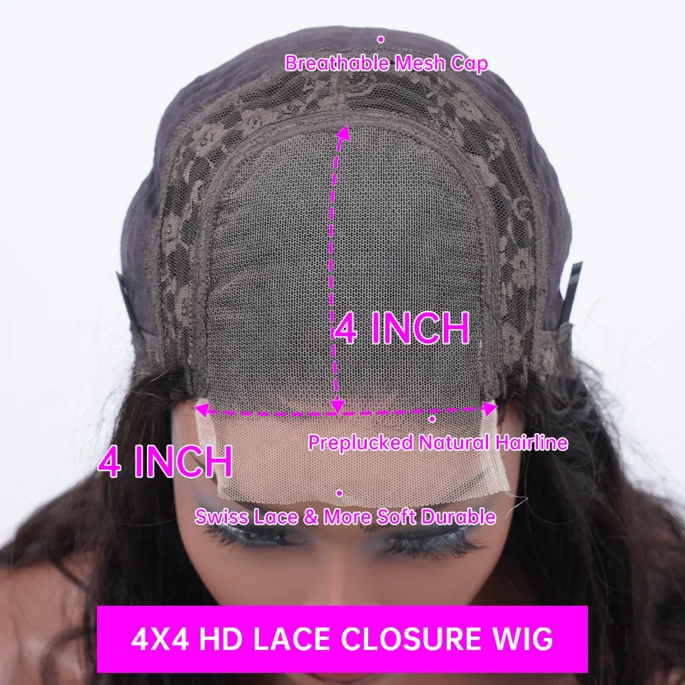 Parrucca frontale in pizzo con onde d'acqua biondo miele, capelli umani, 30 pollici, onda profonda sciolta frontale_voghion.com