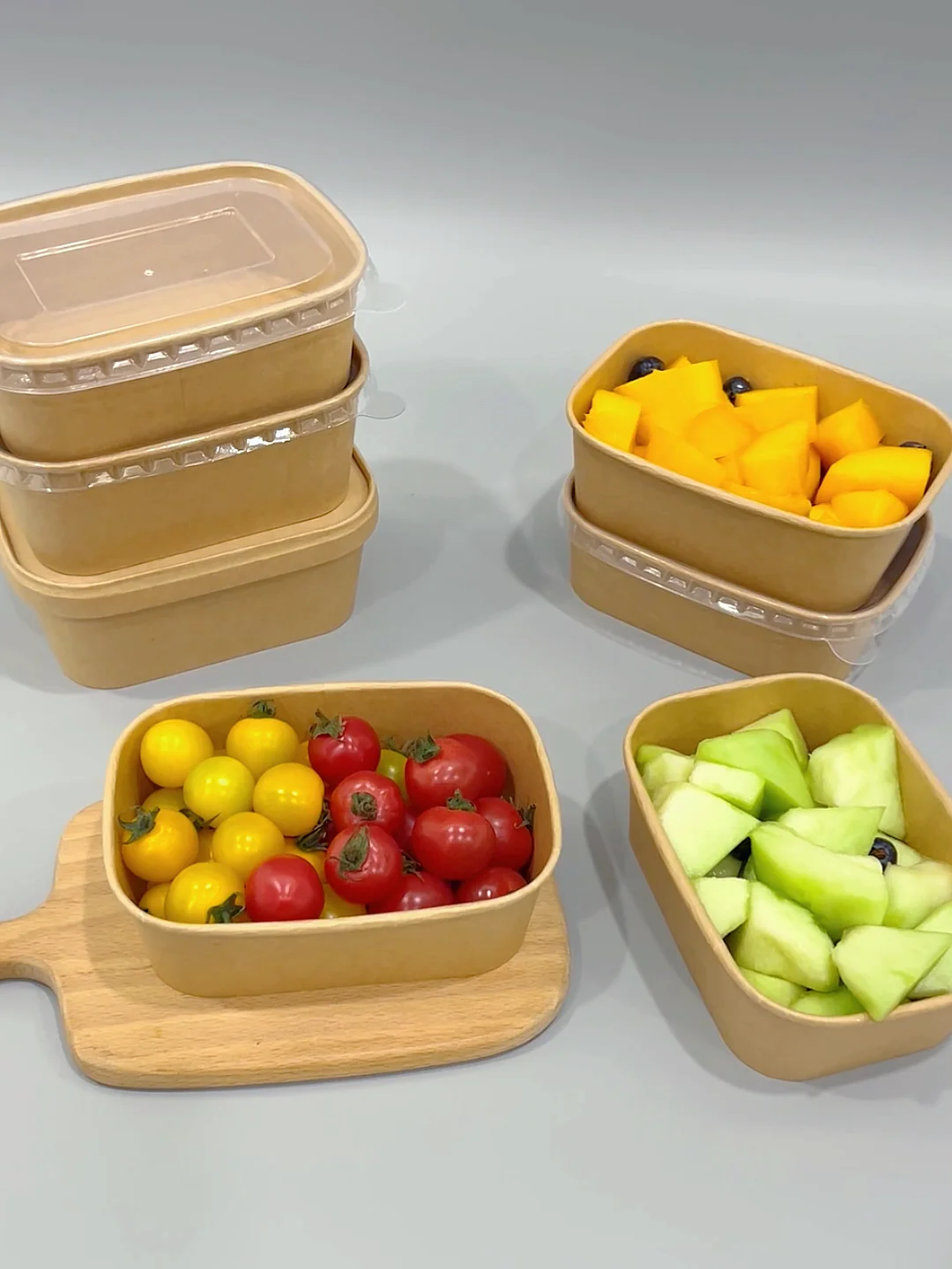 Customize Logo Disposable Kraft Paper Food Container Rectangular Food ...