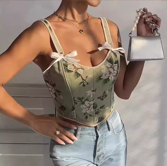Floral Corset Bustier Top (YD003) product reference view 4