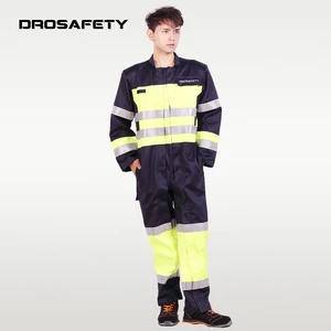 Wholesale Industrial Flame Retardant Anti Static Work Clothes Safety Reflective Work Coverall