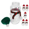 snowman red hat, red-and-white scarf