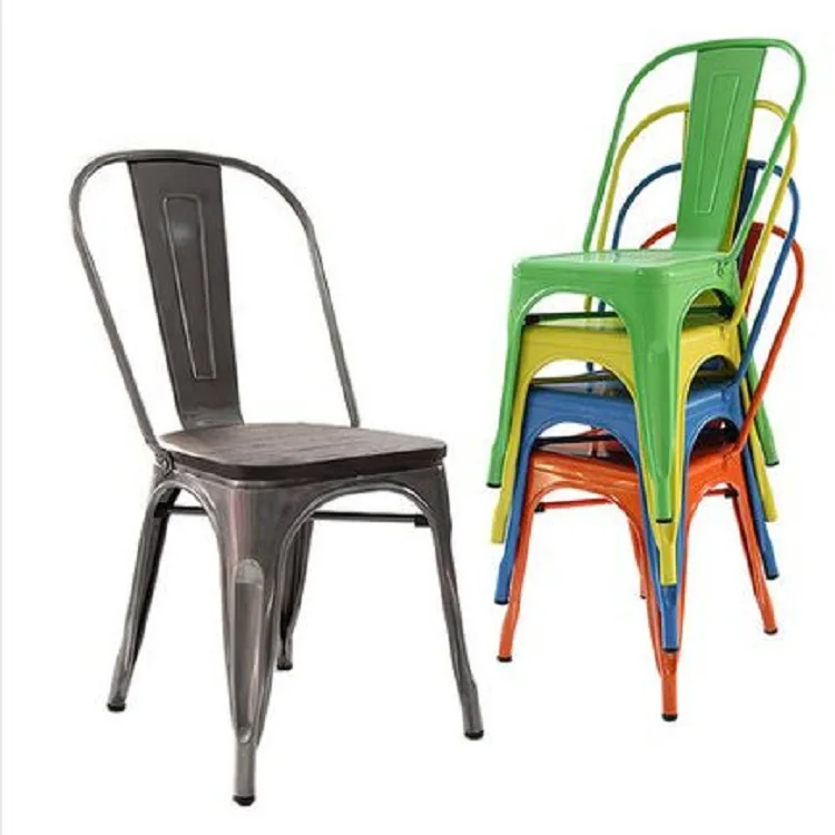 Современный металлический обеденный стул, дешевый сверхпрочный стул, Штабелируемый стул для кафе, винтажный металлический промышленный стальной стул