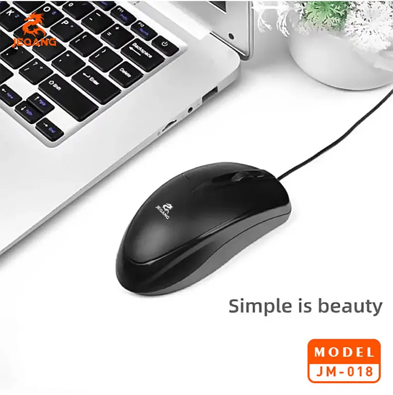 Jeqang Ergonomic Design Wired Optical Mini Office Mouse 3D Business Style Black USB Interface Gaming Stock PC Laptops Desktops