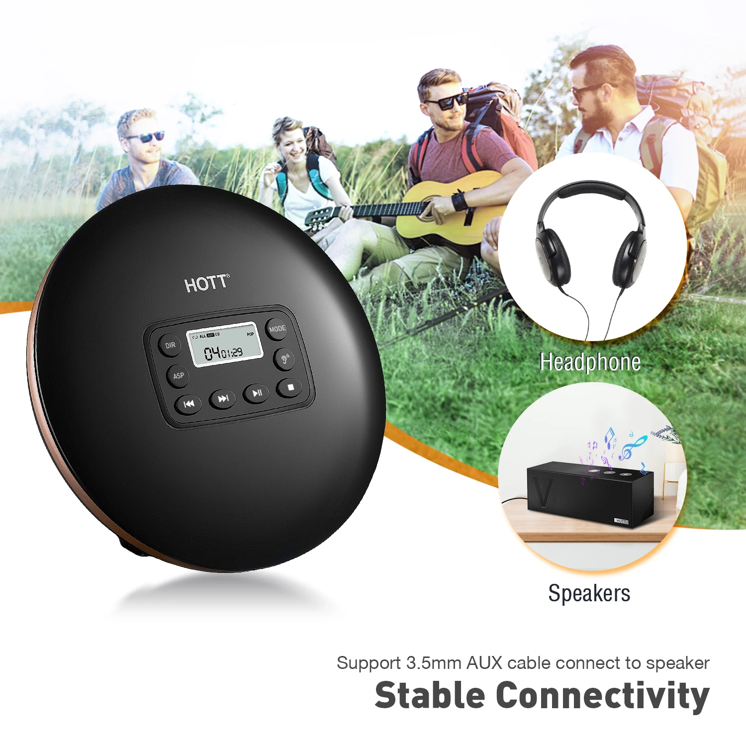 Multi Color Portable CD Player Pink Available