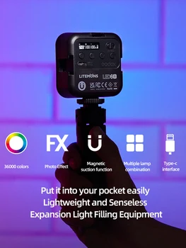 GODOX LED6R RGB Video Light LED Camera Full Color Photography Fill Light Dimmable Mini Pocket Live Streaming Video Light detail image
