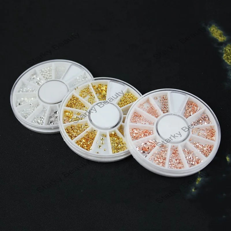 2024 Factory Charms Nail Decorating Kit Metallic Flakes 3d Metal Nail Salon Decor Ideas Decorative Nails Finger