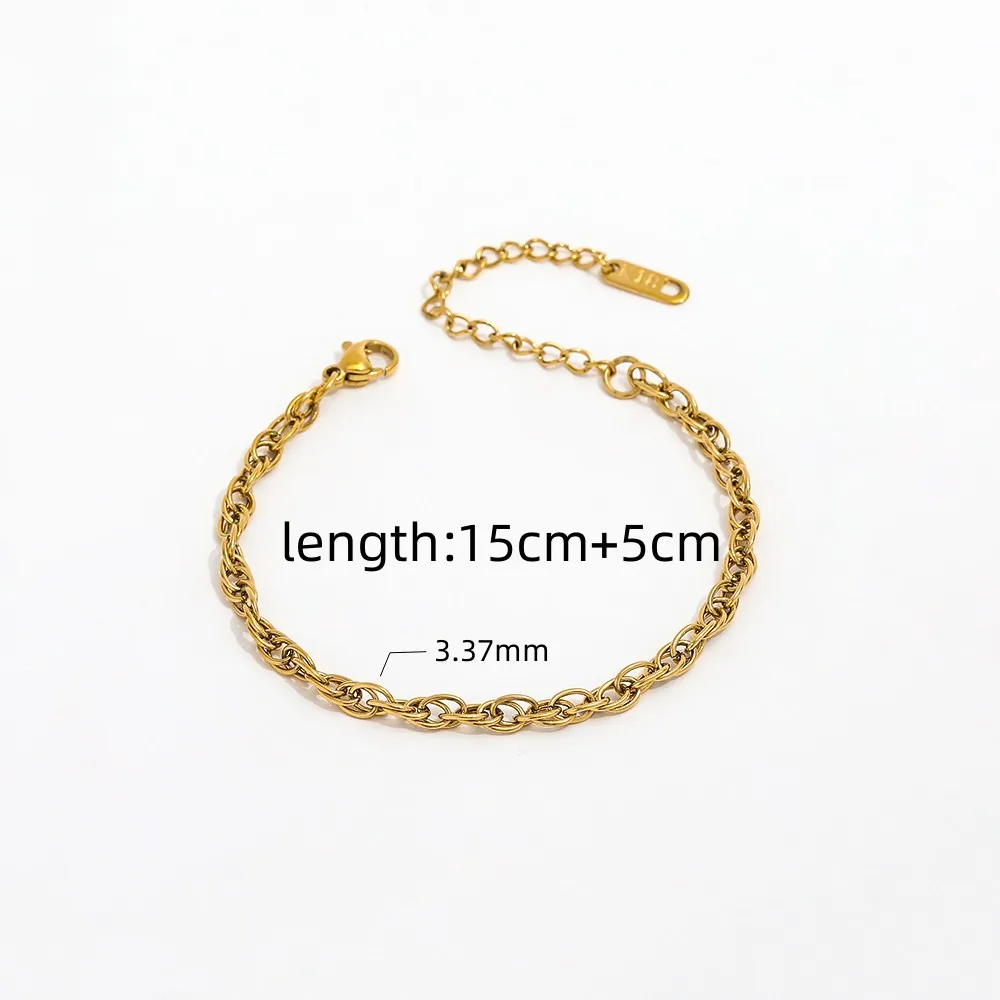 High End 18k Gold Plated Stainless Steel Twisted Chain Bracelet For ...