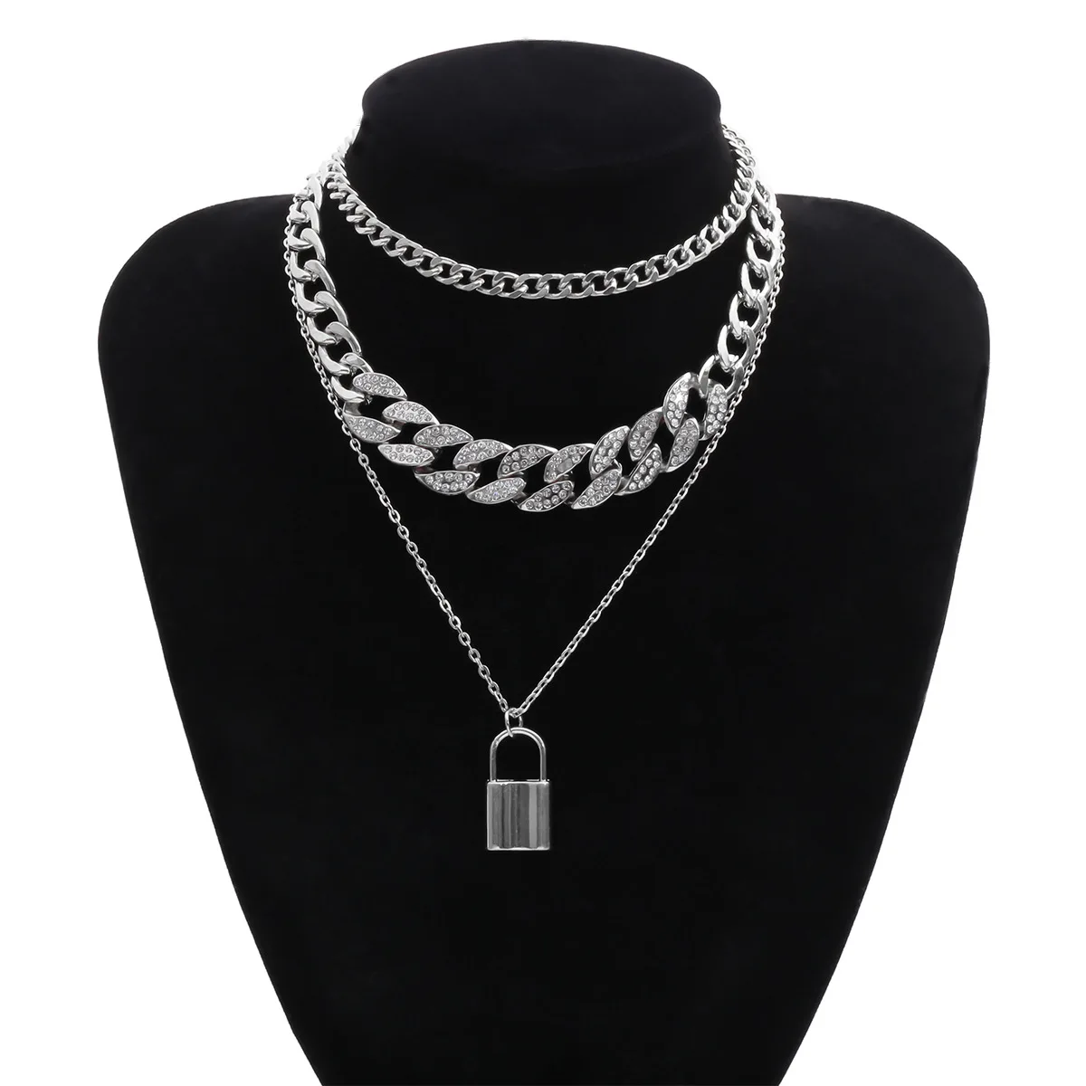 Wekicici Layered Lock Necklace Set | Punk Multilayer Choker Chains For Eboy, Egirl, Emo & Goth Style - View #6