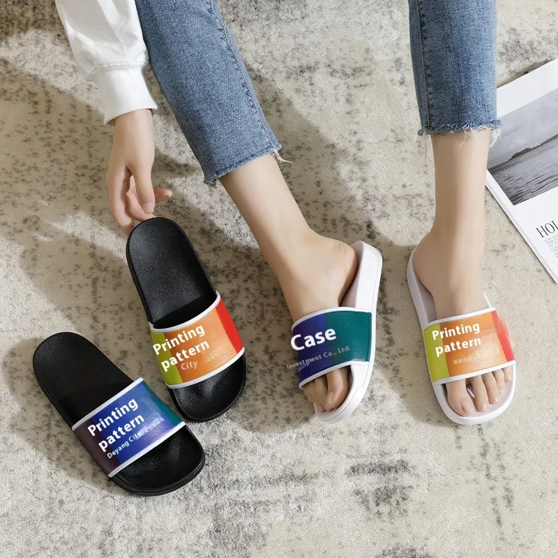 OEM Custom Summer Slide Sandals Home Slippers for Men Women Non-Slip Rubber Insole Fashion Style Cross-Border Logistics Included