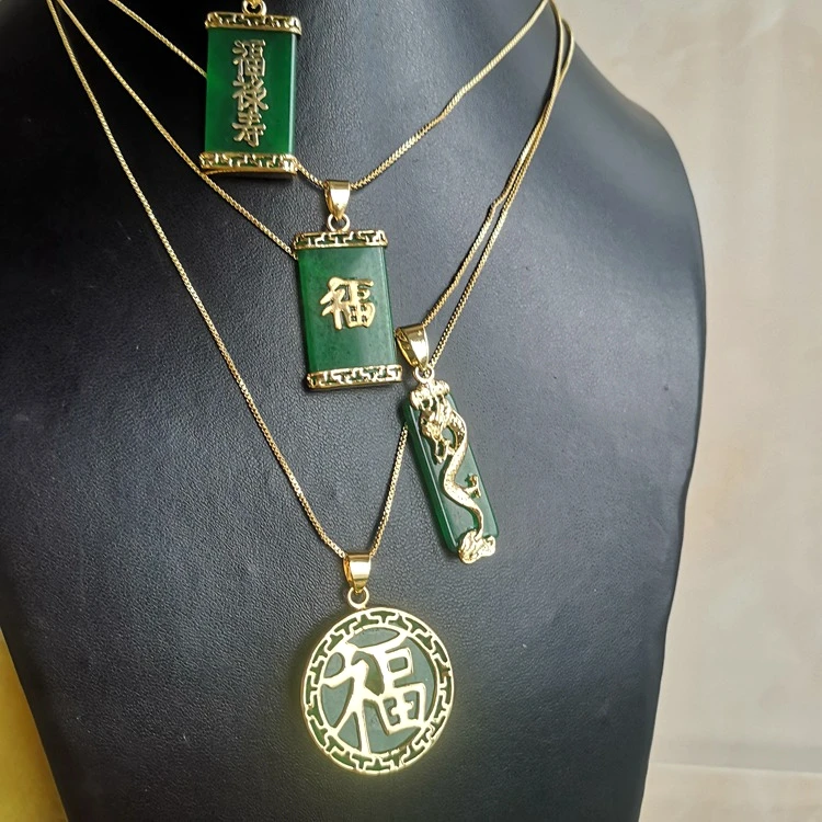 Green Jewelry for Family Necklace Fu Dragon Jade Emerald Jade HOT! Chinese Natural 10 Environmental Friendly Agate BOHEMIA Cz