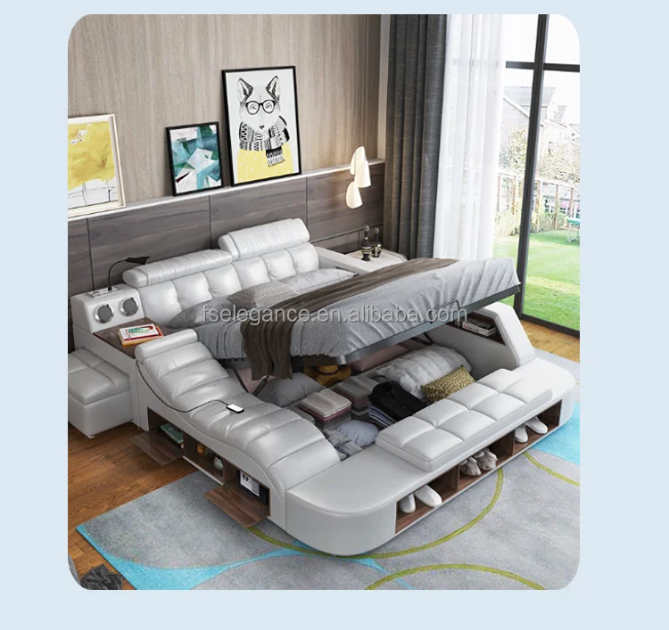 Storage Functional Bedroom Used Leather Modern Bedroom Furniture House bed sheet set massage beds