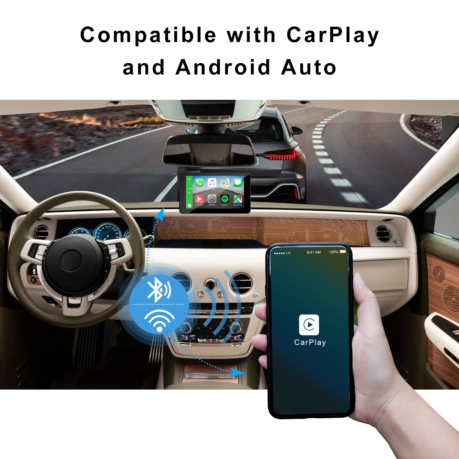 得価限定品 ワイヤレスcarplay Dash Cam Carplay Android Auto7インチ