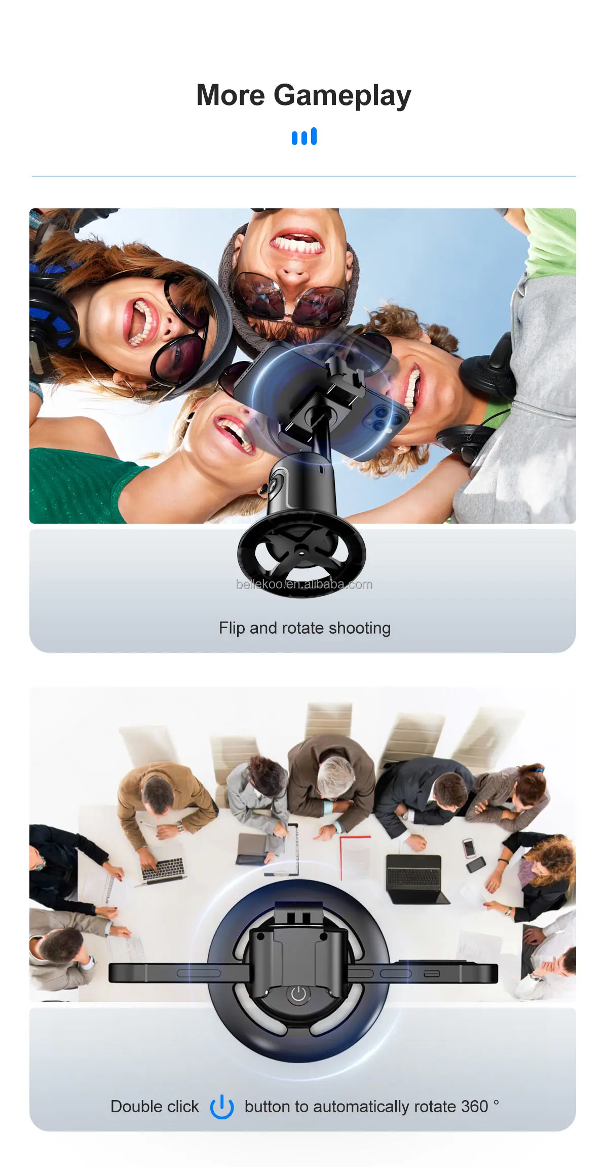 360 Rotate AI Smart Auto Motion Follow Face Tracking Stabilizer Phone Gimbal for Live Streaming Vlog Video Making