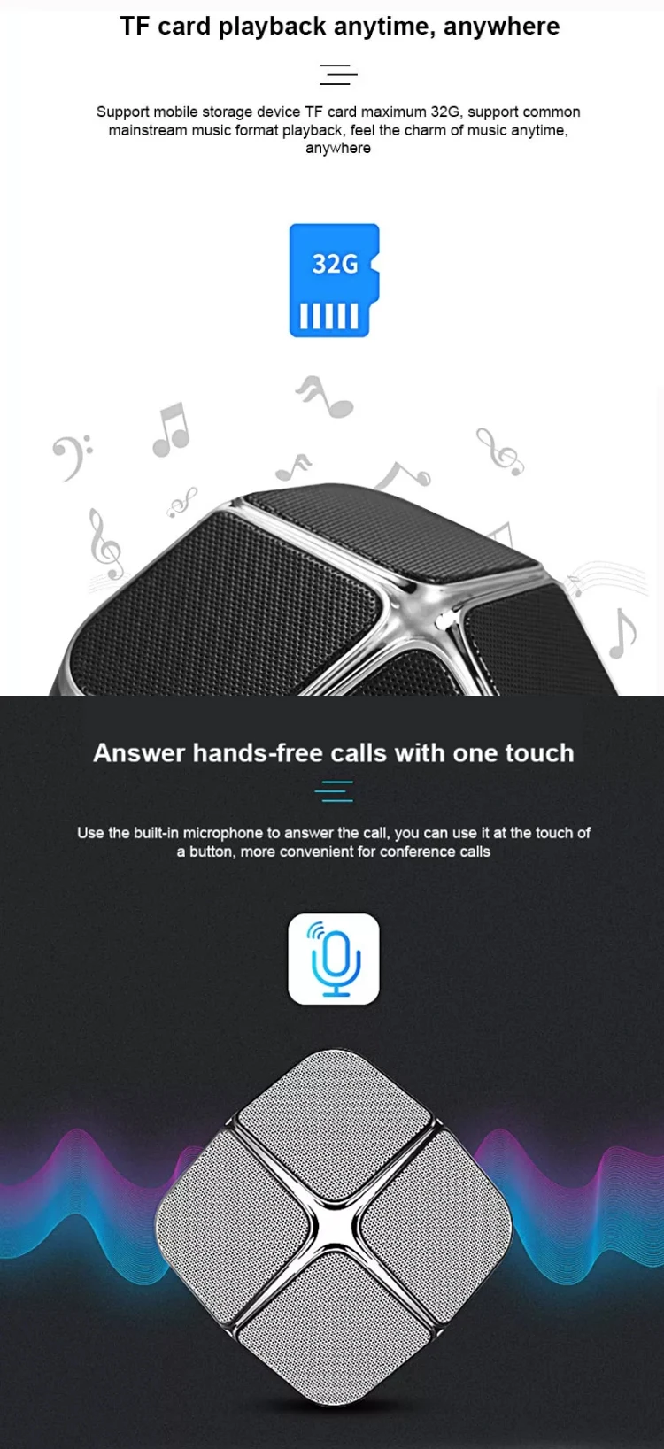 Hot Selling Touch Button FM Radio Wireless Speaker Handfree Celling Bluetooth Speaker With TF Card - ANKUX.COM