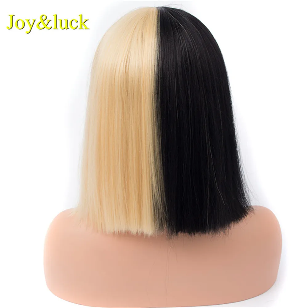 Wholesale Wigs for Women Half Blonde Half Black Party Costume Cosplay Wigs  With Bangs Natural Straight Synthetic Hair Wigs| Alibaba.com