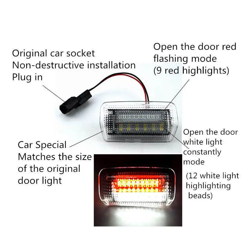 Courtesy Light for Lexus ES GS GX IS LC LX RC UX ES350 ES240 ES200 ES250 ES300 ES300h IS250 300 LED Car Door Light for Toyota