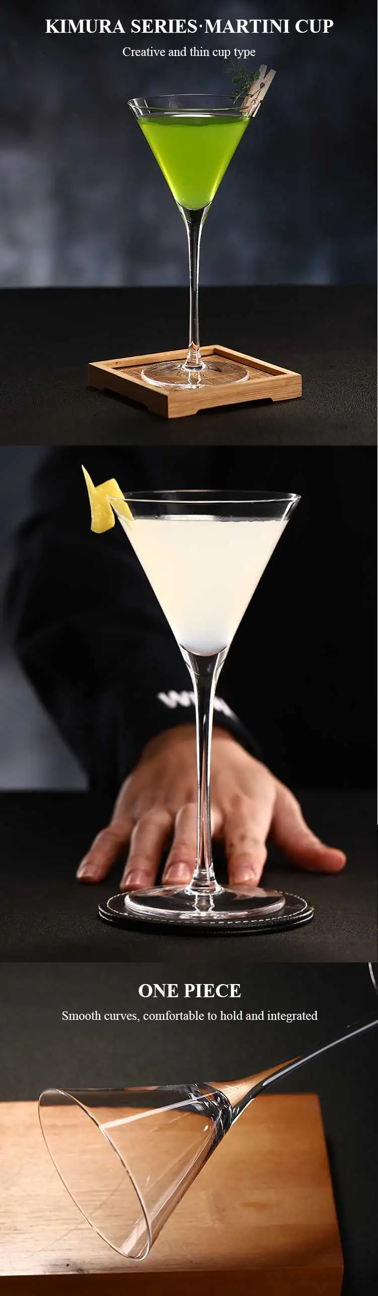 Custom Logo Japanese Mouth Blown Martini Glasses Bar Restaurant Classic Clear Goblet Cocktail Martini Glass