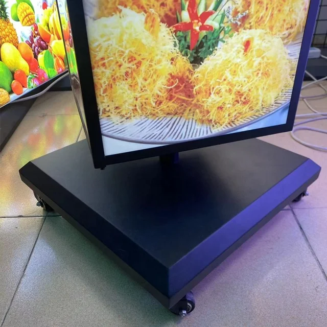 Floor Led Advertisement Sign Menu Poster Frame Box Light Acrylic Iron Square Waterproof Automatic Rotating Light Box